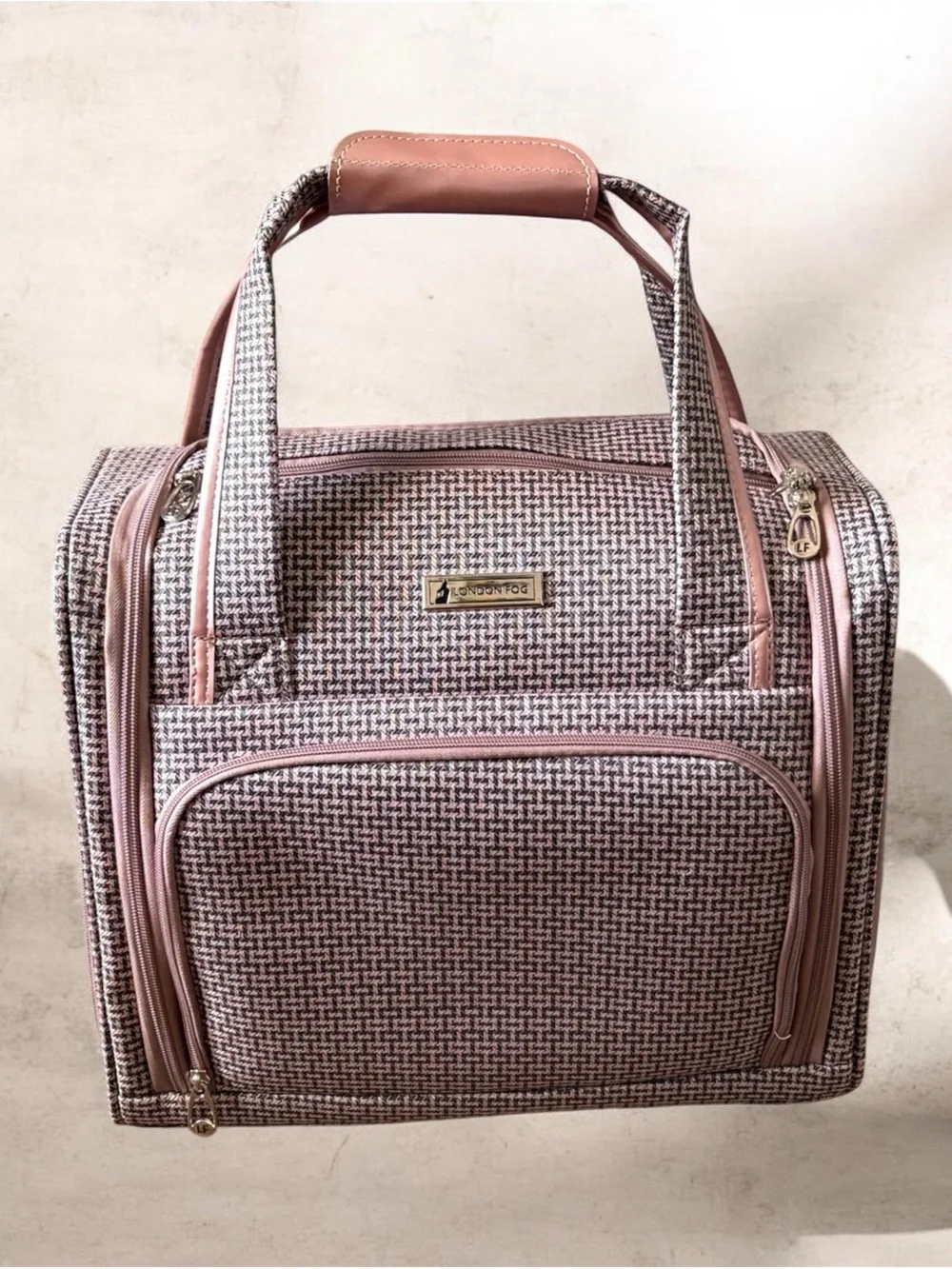 London Fog Pink Tweed Cosmetic Travel Case